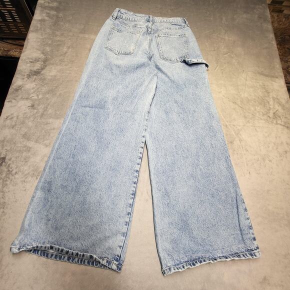 Forever 21 Jeans Womens 27 Light Wash Carpenter Wide Leg High Rise Baggy - Picture 11 of 12